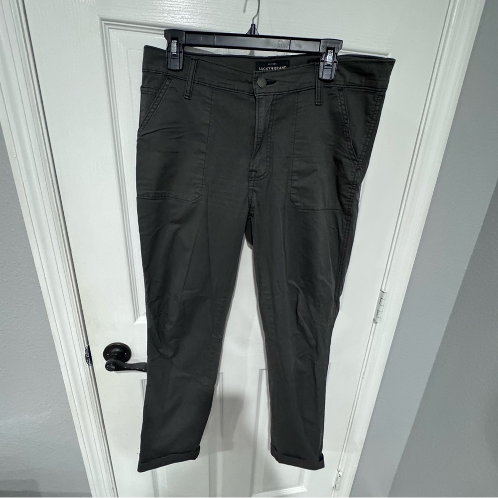 Lucky Brand Charcoal Gray Cargo Pants Size 8 29 Ankle Utility Stretch